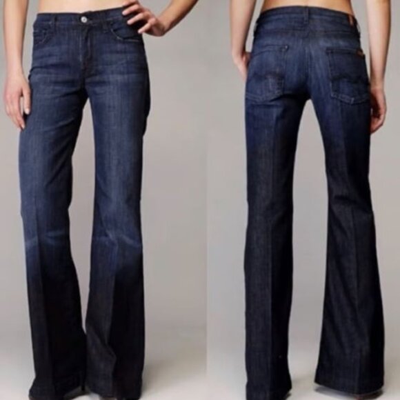 7 For All Mankind Bell Bottom, Blue, Handmade in the USA, 29x34, NWT $249 MSRP - Picture 13 of 14